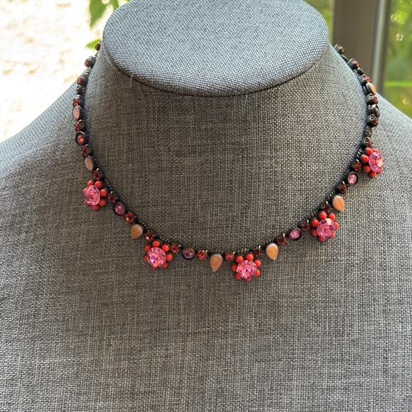 Mary DiMarco Jewelry - La Contessa by Mary DiMarco Pink Orange Pewter Choker Necklace Nature Inspired